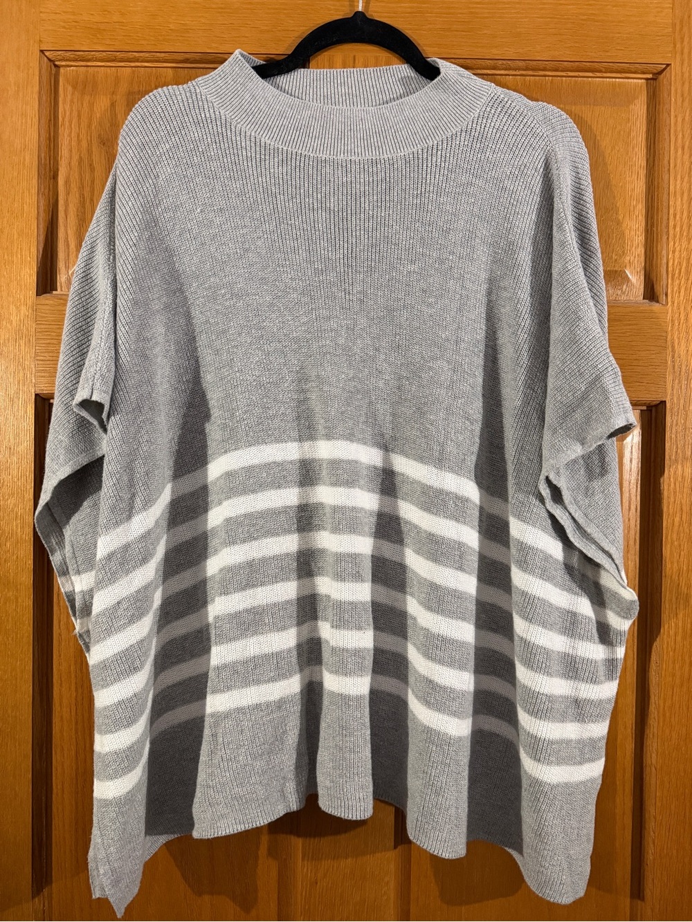 J. Crew Gray Striped Women's Knit poncho sweater